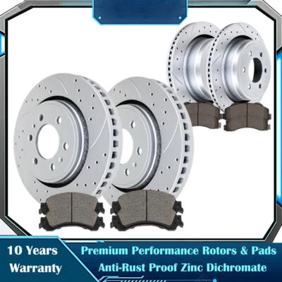 Front  Rear Brake Drilled Rotors and Ceramic Pads for 2010 2011 Ford F-150 6 Lug - Image 1 of 4