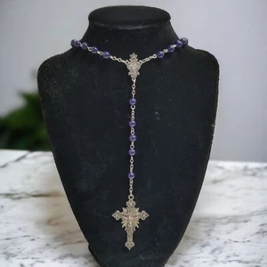 Cobalt Blue Glass Catholic Rosary Fatima 100 Year Commemorative 1917 2017 Beads - Picture 1 of 21