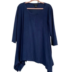 Grace Elements Women’s Top Plus Size 2x Blue Asymmetrical Hem Microfiber Soft - Picture 1 of 7