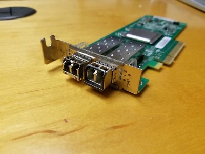 Qlogic QLE2562 LP HBA Dual FC Fiber Channel 8Gb PCIe Card w 2 SFP Transceivers  - Image 1 of 4