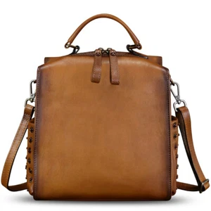 Genuine Leather Backpack Purse Women Crossbody Shoulder Bag Knapsack Rucksack - Picture 1 of 15