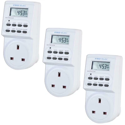 3 x Timers Digital Electronic LCD Mains UK 13A Plug Daily Weekly Program - Image 1 of 3