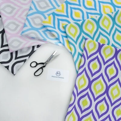 HAARIS IMAAN Geometric Print Upholstery Fabric Outdoor Water Resistant Cushion Curtain Craft