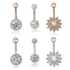 3PCS/Set Stainless Steel Crystal Opal Belly Button Rings Navel Piercing B-ln