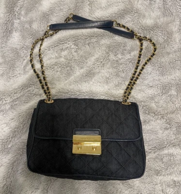 Michael Kors Sloan Lg Chain Shoulder Bag Dark Blue Quilted-Denim - Image 1 of 4