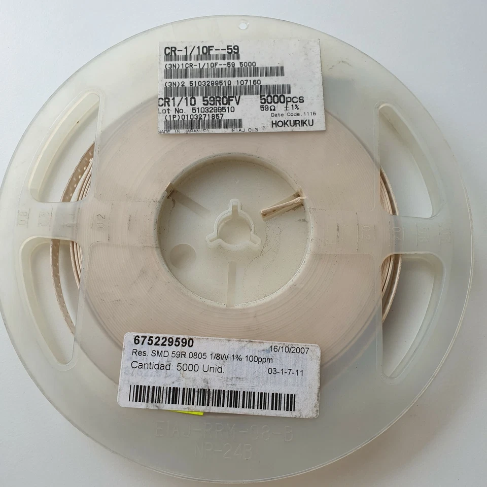 10 x 59R 1/8W 1% 100PPM SMD HOKURIKU RESISTENCIA. (R362) CA394U3000F230721 Foto 1 de 1