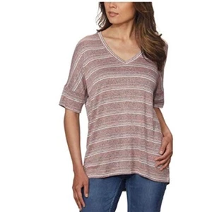 NEW Calvin Klein Jeans RED WHITE STRIPED SHORT SLEEVE T-Shirt Blouse XL - Picture 1 of 9