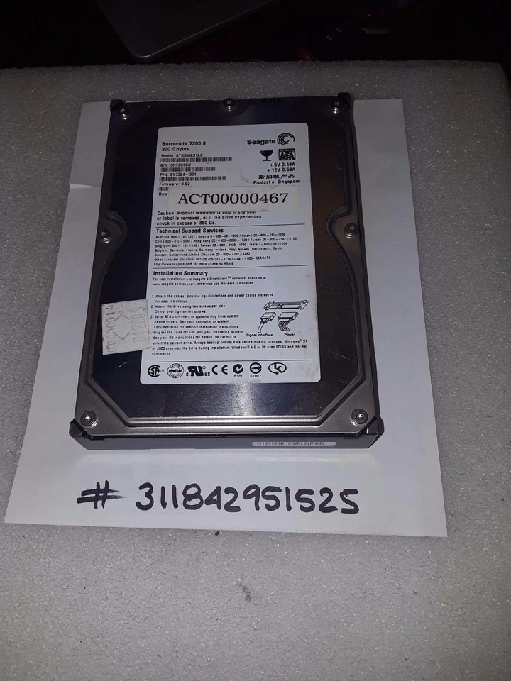 Seagate Barracuda   300GB  SATA 7200RPM 3.5INCHE DRIVE  ST3300831AS 100% WORKING - Image 1 of 1