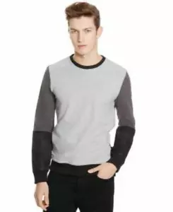 Felpa Kenneth Cole Reaction Uomo Grigio/Nero Colorblocked - Taglia M - Nuova con etichette - Foto 1 di 5