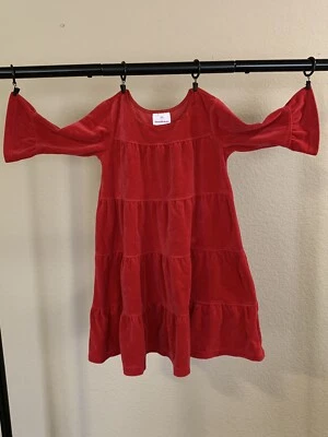 Vestido Hanna Anderson Rojo Terciopelo en Niveles Talla 110 5-6 Defecto Vacaciones de Navidad Foto 1 de 4