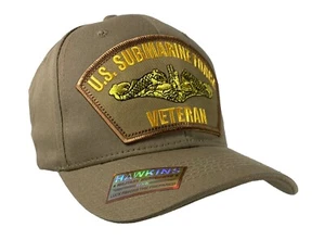Sombrero submarino de la Marina de los Estados Unidos gorra de bola caqui dorada delfines - Imagen 1 de 5