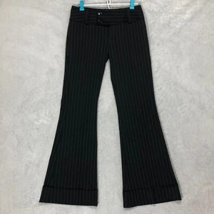 Lipsy Pinstripe Flare Pants Cuffed Hem Career Business Casual Trousers Size 3 - Picture 1 of 6