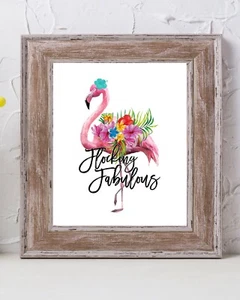 FLOCKING FABULOUS Flamingo Lover Wall Art Print UNFRAMED Tropical Floral - Picture 1 of 1