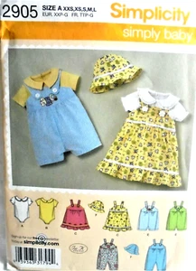 Simplicity 2905 Baby's Jumper, Romper, Hat, Bodysuit Pattern-XXS,XS,S,M,L/New/FF - Picture 1 of 2