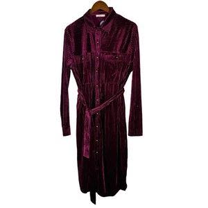 e.Luna Damen Kleid Samt Burgund Taschen Gürtel Fee skurril Gr. M - Bild 1 von 8