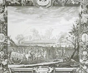 AUGSBURG - Gesamtansicht mit der Beschießung 1703 - Kupferstich um 1720 - Bild 1 von 2