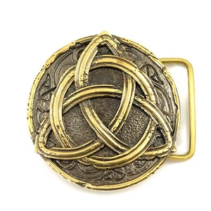 Triquetra brass belt buckle, Northern Celtic cross symbol, Trinity Knot Triquert - Picture 1 of 17