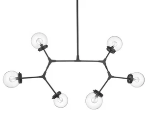 Modern 6 Light Large OVAL Bubble BLACK Chandelier 55" Island Mid Century New! - Picture 1 of 5