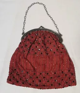 Perlenstickerei Perlentasche Handtasche Balltasche Silbermontierung gut erhalten - Bild 1 von 12