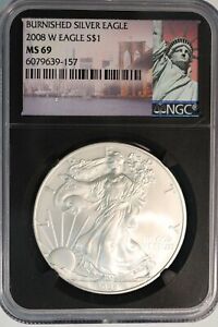 2008-W (Burnished) Silver American Eagle Dollar - NGC MS69 - LTS.74.11