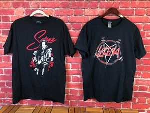 Vintage PAIR SELENA QUINTANILLA T-SHIRTS ROSES & PENTAGRAM SLAYER Cotton Size L - Picture 1 of 12