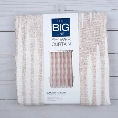 Cortina de ducha de tela 72x70 geométrica marrón marfil Foto 1 de 3