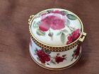 Fenton Bone China Ruby Wedding Round Trinket Box in White & Ruby Roses