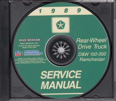 1989 Dodge Truck Shop Manual CD D150-D350 Pickup Ramcharger W150-W350 Service - Image 1 of 2