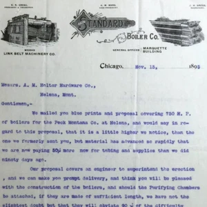Carta intestata illustrata 1895 Standard Boiler Company Chicago Illinois - Foto 1 di 7