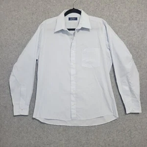 VTG John Weitz Dress Shirt Men 16 Blue USA Thin Classic Work Preppy Academia - Picture 1 of 9