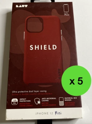 lote de 5 - Escudo Laut para iPhone 12 Mini 5G 5.4" - Carmesí con Botones Plateados Foto 1 de 4