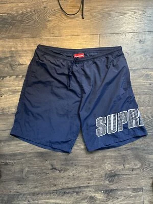 Supreme Logo Appliqué Water Short Pants NAVY - SIZE LARGE - Lightly Worn - Image 1 of 4