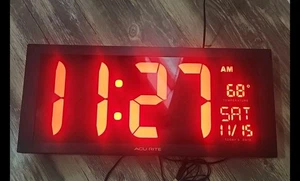 ACURITE 75100 18" DIGITAL LED CLOCK INDOOR TEMP LARGE DISPLAY FOR EASY READING - Picture 1 of 6