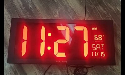 ACURITE 75100 18" DIGITAL LED CLOCK INDOOR TEMP LARGE DISPLAY FOR EASY READING - Image 1 of 4