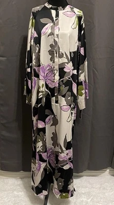 Natori Tsubaki атласный женщин Sz XL мандарин молнии кафтан черный цветочный изящный новый с Ярлыками - Изображение 1 из 4