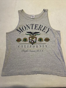 Camiseta sin mangas vintage tejida voluntaria Monterey Bay California talla grande - Imagen 1 de 8