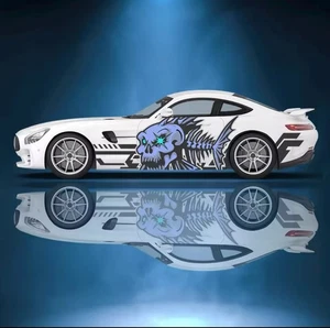 Set of 2 Skeleton Fish Bone Sticker Decal Car Window Boat Fishing - Both Sides - Picture 1 of 1