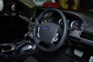 Retro Ford/FPV FG Falcon Steering Wheel Black Leather Black Stitching OEM Style - Picture 1 of 7