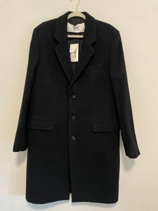 NWT Ami Single-Breasted Wool Black Coat Men's Size 52 w/ Pockets - Picture 1 of 12