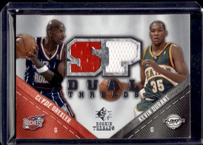 2008-09 SP Rookie Threads Dual Threads Clyde Drexler Kevin Durant Patch  - Image 1 of 2