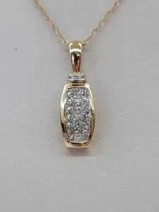 2Ct Princess Cut Lab Created Diamond Pendant Necklace 14K Yellow Gold Plated - Picture 1 of 6
