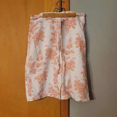Liz Claiborne Skirt Size 12 Linen Blend Pink White Floral Lined Belted  - Image 1 of 4