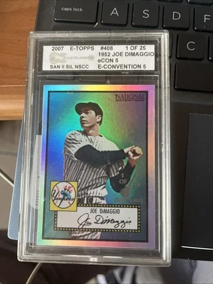 Joe Dimaggio 2007 techo eléctrico #408 1952 E-Con 5 Cleveland Strat dorado NSCC 1 de 25 Foto 1 de 2