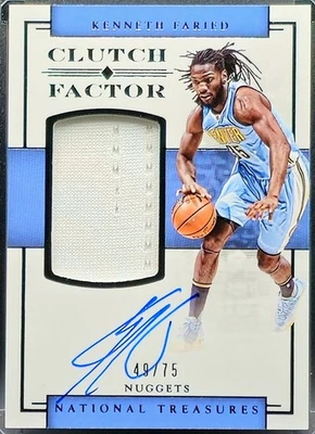 Kenneth Faried 2016-17 Panini National Treasures 19 Clutch Factor Patch Auto /75 - Image 1 of 2