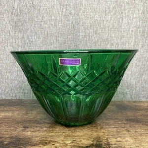 Marquis by Waterford SHELTON 8” Green Diameter Germany Cut Crystal Bowl Dish - Picture 1 of 6