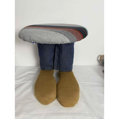 Pop Art Legs Stool Striped Cushion Novelty Style - Image 1 of 4