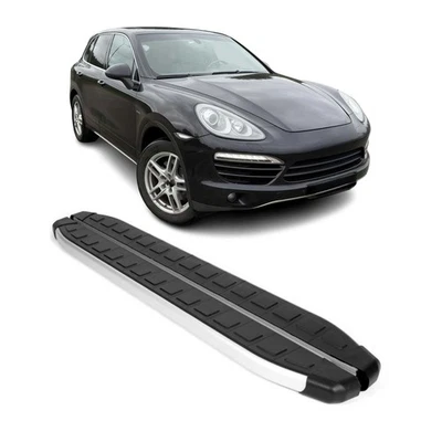 Barras nerf laterais de alumínio placa de corrida para Porsche Cayenne 2011-2018 preto prata - Imagem 1 de 4