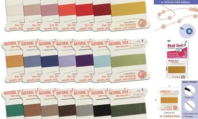  Cordón de cuentas de seda de perla - (0,60 mm) muestreador de 21 colores - 2 metros por tamaño 4 Foto 1 de 4