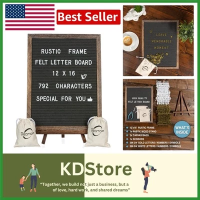 Rustic 12x16 Felt Letter Board with 792 Letters & Symbols - Image 1 of 4