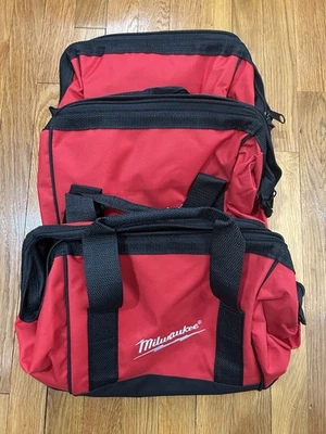THREE 3 MILWAUKEE 11 x 10 x 8" SMALL/MEDIUM CANVAS CONTRACTOR TOOL BAG SET NEW